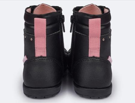 Imagem de Bota Infantil Feminina Pampili Rubi Tachas Preta e Rosa