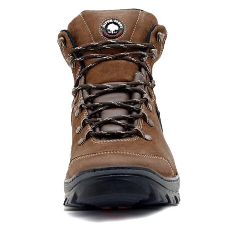 Imagem de Bota Masculina Adventure Coturno em Couro Macio Marrom Com Solado Confortável e Antiderrapante