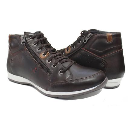 Imagem de Bota Masculina Casual em Couro com Elástico e Ziper Lateral NE-1005