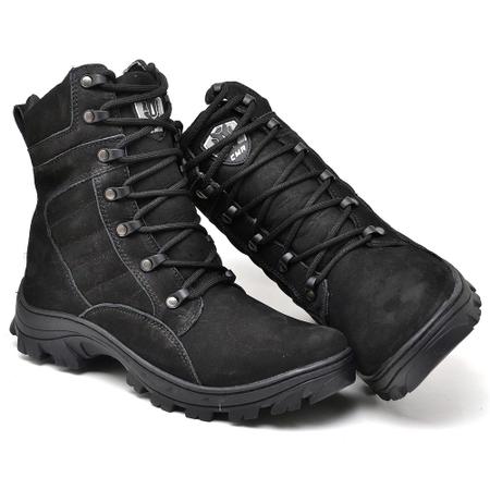 Bota Masculina Coturno Couro Adventure Militar Cano Curto