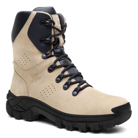 Bota Masculina Caterpillar Com Bico PVC Couro Cor Nude palmilha a