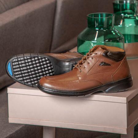 Bota Masculina De Couro Cano Curto Fechamento Em Cadar o
