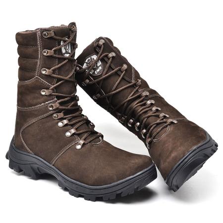 Imagem de Bota Masculina De Couro Cano Longo Adventure Confortável Resistente Trabalho Casual