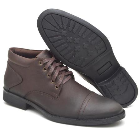 Bota Masculina Marrom Couro Salto Baixo Estilo Fork Imagem de Bota Masculina Marrom Couro Salto Baixo Estilo Fork