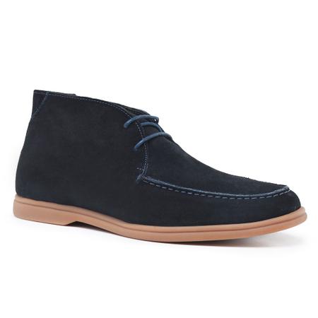 Bota Masculina tipo Ankle Boot Couro Camur a Azul Sola Borracha