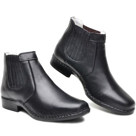 Imagem de Bota Masculina Total Confort Sola Borracha Forro Couro Costurado Mão Tam: 44 Cor: Preto