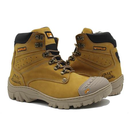 Bota Masculina Trabalho em Couro com Palmilha em GEL Forte Resistente e Confortável CA-2021 Azul - Calce Com Estilo - Bota Masculina - Magazine Luiza