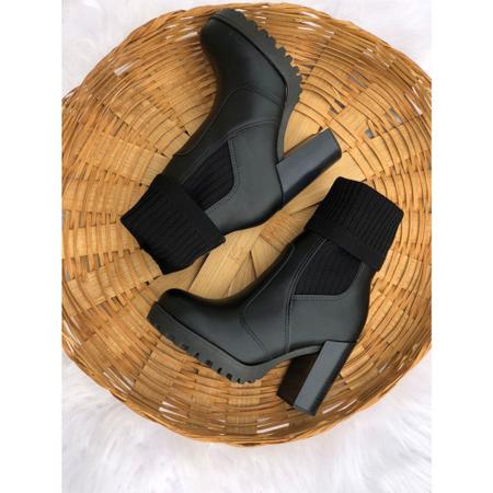 Bota Meia Feminina Salto Alto Tratorada Conforto Moleca Coturno