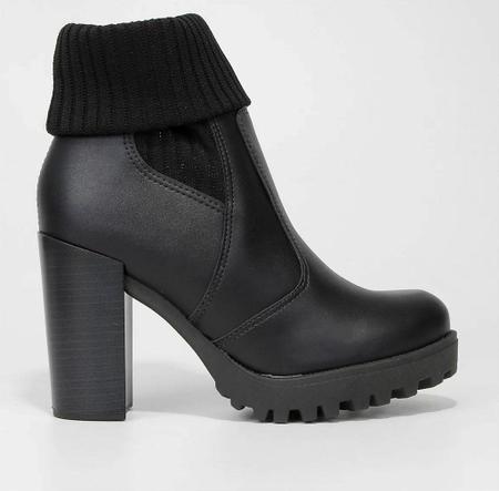 Imagem de Bota Moleca Elástico Feminino Cano Curto Knit 5325.118 Preto