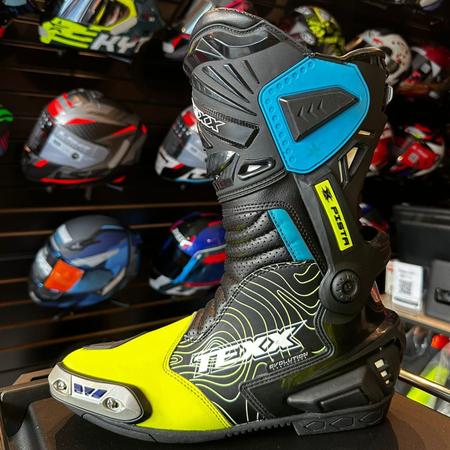 Imagem de Bota Moto Texx Pista Preta Verde E Azul