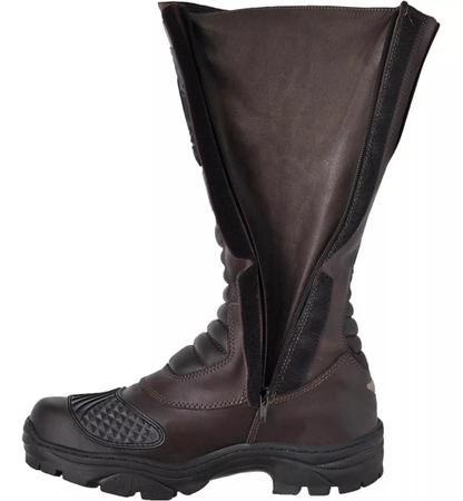 Imagem de Bota Motociclista Cano Alto Militar Logo Azimute - Elite - Café