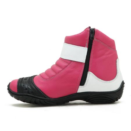 Bota Feminina Motocicl Roqueira Couro Atron