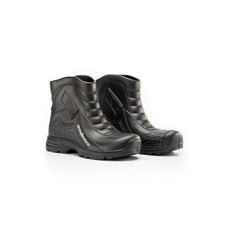 Bota Motoqueiro Impermeavel Masculina Cano Curto Em Couro  Cor:Preto;Tamanho:36