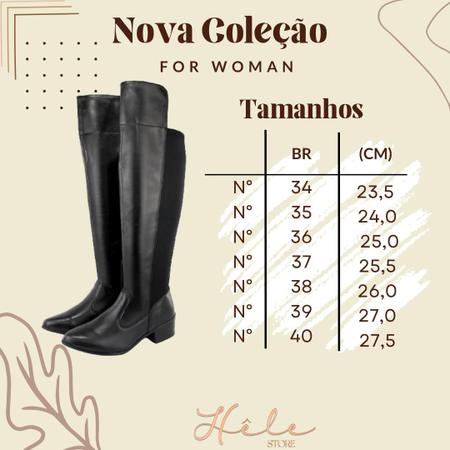 Bota Over Feminina Cano Alto Montaria Salto Baixo Fechamento em