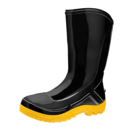 Imagem de Bota PVC Vulcaflex Preta Solado Amarelo Cano Médio 27cm sem Meia 40