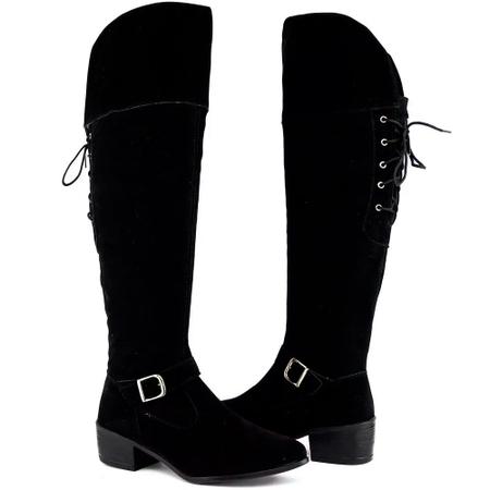 Bota Sapatofranca Over The Knee Preta Camur a Cadar o Bota Altura
