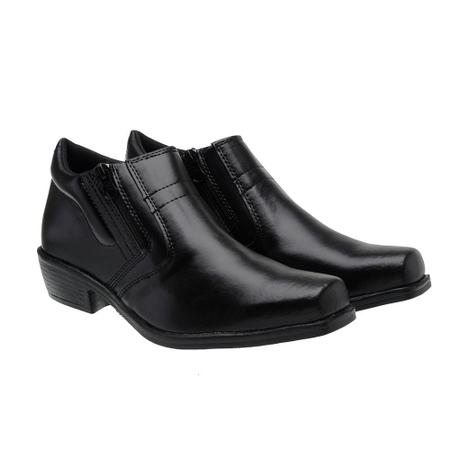 Bota preta cano curto salto quadrado 2025