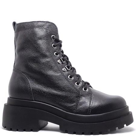 Bota de couro salto cheap anabela