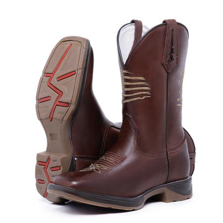 Bota Texana Country Cano Alto Couro Legítimo Premium Bico Quadrado Western - Franboots Imagem de Bota Texana Country Cano Alto Couro Legítimo Premium Bico Quadrado Western