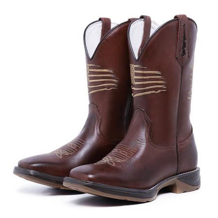 Bota Texana Country Cano Alto Couro Legítimo Premium Bico Quadrado Western - Franboots Imagem de Bota Texana Country Cano Alto Couro Legítimo Premium Bico Quadrado Western