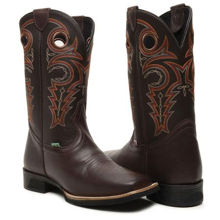 Imagem de Bota Texana Country Couro Bordado Masculino Lançamento Luxuoso Estiloso Confortável Quentinho