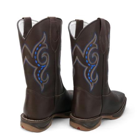 Imagem de Bota Texana Country  Masculina Marrom Detalhes Em Azul