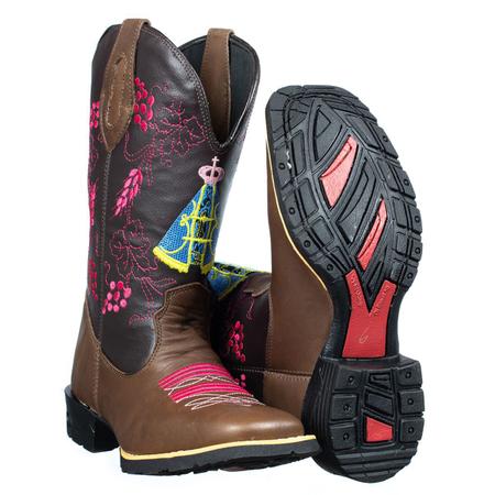 Bota country texana feminina bordada cheap festa rodeio couro luxo