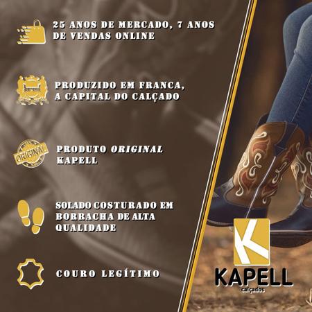 Imagem de Bota Texana Infantil Menina Cano Longo Marrom com Bordado Florido Azul Kapell Em Couro