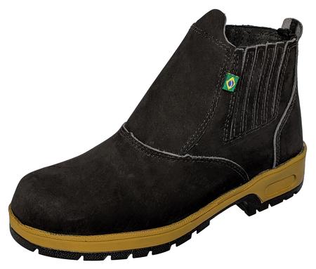 Imagem de Bota Trabalho Segurança Botina Em Couro Resistente Sapato Elástico