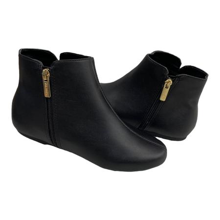 Bota Via Uno 072071 Rasteira Cano Curto Casual Fivela Ziper