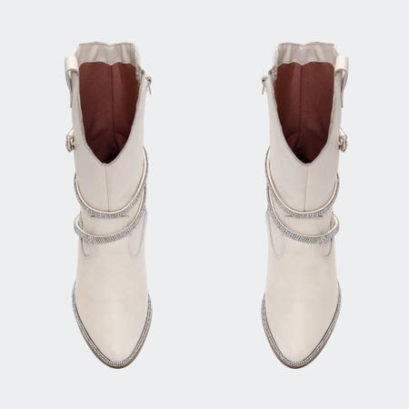 Bota Western Couro Feminina Cobra Strass Cano Alto Country