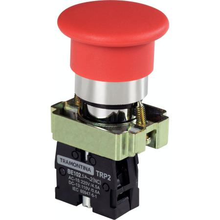 Imagem de Botão Cogumelo Tramontina TRP2-BC42 1NF Vermelho com Base de Metal