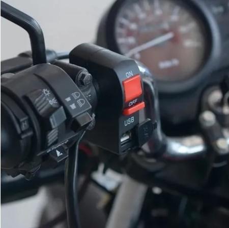 Imagem de Botão Interruptor Liga Desliga farol milha Com Carregador Usb Moto Cg Yb fazer cb 300 xre xt