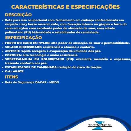 Botina De Segurança De Amarrar Horizon Bracol - Dacar MBDG Imagem de Botina De Segurança De Amarrar Horizon Bracol - Dacar MBDG