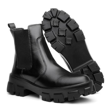 Botina Feminina Bota Coturno Sola Tratorada Blogueira JDK351 - JOHN CAT Imagem de Botina Feminina Bota Coturno Sola Tratorada Blogueira JDK351