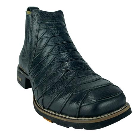 Imagem de Botina Masculina Original Zebu Couro Floater Legítimo Preto Escamado Bico Quadrado Ref:57040 FL 01