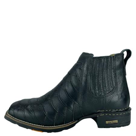 Imagem de Botina Masculina Original Zebu Couro Floater Legítimo Preto Escamado Bico Quadrado Ref:57040 FL 01