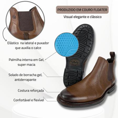 Botina Social Original Anatomic Gel Couro Floater Touch Troy Castanho Ref. 8711 Imagem de Botina Social Original Anatomic Gel Couro Floater Touch Troy Castanho Ref. 8711
