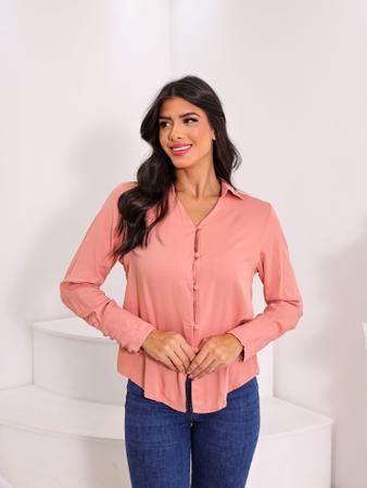 Botões na frente Simples ocasional Blusa