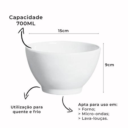 Imagem de Bowl Tigela Cumbuca Feijoada Sopeira Cozinha Cerâmica Redondo 700ml