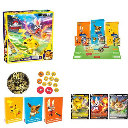 Jogo Cartas Pokémon Academia De Batalha Tabuleiro TCG Copag Moeda