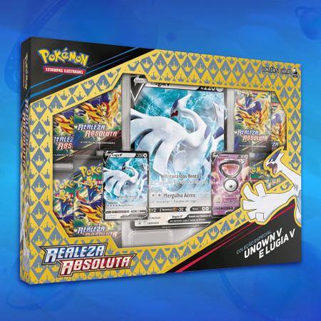 JOGO DE CARTAS POKÉMON BOX LUGIA V E UNOWN V - REALEZA ABSOLUTA - COPAG -  Espaço Brinquedos e Presentes