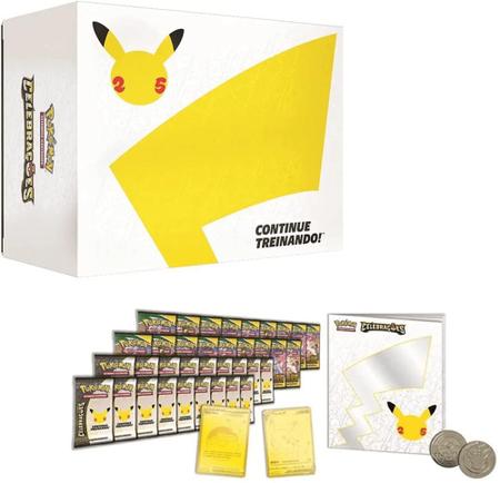 Box Dourada Pokémon Celebrações Cartas Pikachu e Pokebola - Caixa Vazia