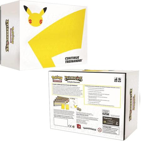 Box Dourada Pokémon Celebrações Cartas Pikachu e Pokebola - Caixa Vazia