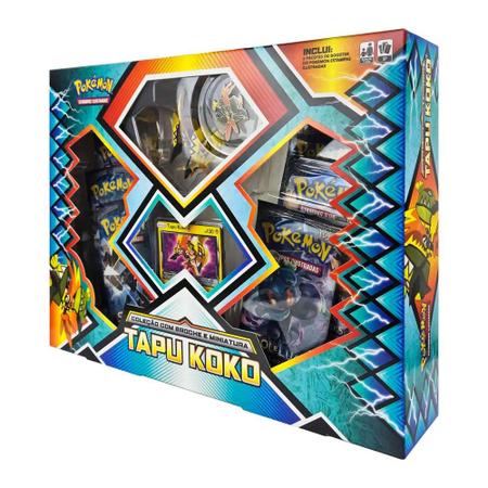 Jogo de Cartas e Baralho Box Pokémon Tapu Koko Com Broche E Miniatura 37  cartas Copag - Ri Happy