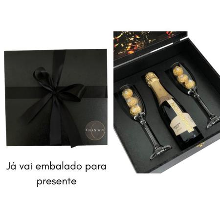 Imagem de Box Espumante Chandon Presente 2 Taças Vidro Ferrero Rocher