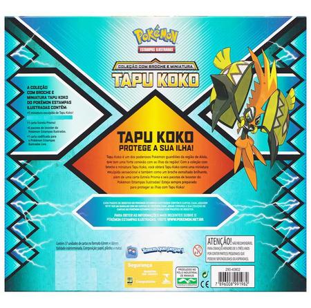 Box Pokémon Tapu Koko Broche E Miniatura 37 Cartas - Copag