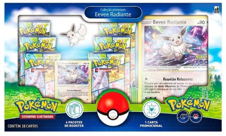 Box Coleção Premium Eevee Radiante Pokemon Go Copag Carta Gigante