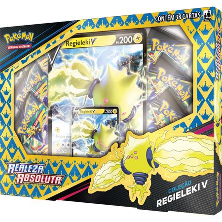 Box Pokémon Realeza Absoluta Coleção Regieleki V 38 Cartas – Jessica  Presentes