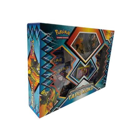 Box Pokémon Tapu Koko Com Broche E Miniatura 37 Cartas - Copag